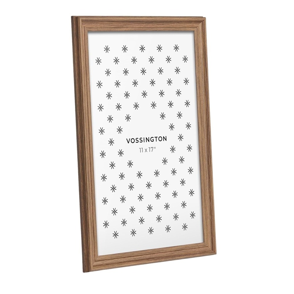 11x17 Picture Frame – Walnut Decorative Modern Design Faux Wood Plexiglass Cover